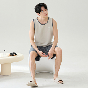 <span class=keywords><strong>Pigiama</strong></span> da <span class=keywords><strong>Uomo</strong></span> LongD in Maglia, Canotta e <span class=keywords><strong>Pantaloncini</strong></span>, 100% Poliestere, Abbigliamento Casual per Casa, Traspirante, Morbido, Confortevole, Delicato sulla Pelle - Product Image 6
