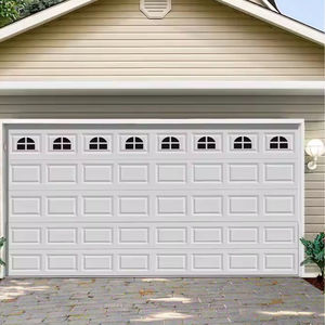 Remises Exclusives Portes <span class=keywords><strong>de</strong></span> <span class=keywords><strong>Garage</strong></span> Automatiques Modernes Haut <span class=keywords><strong>de</strong></span> Gamme en Aluminium avec Isolation Thermique et Pare-Vent en Verre Miroir pour Villas - Product Image 1