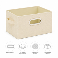 Cubo de Almacenamiento Plegable que Ahorra Espacio, con Asas Metálicas Resistentes, Cestas de Almacenamiento Reforzadas con PP para Ropa Interior y Accesorios