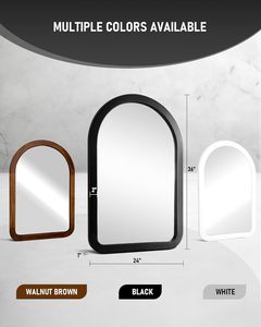 202412 Bằng Gỗ Nâu Mộc Mạc Tempered Gương Với Gỗ Góc Tròn Vòm Trang Trại Gương Bằng Gỗ Cho Phòng Tắm - Product Image 6