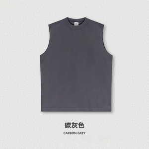 เสื้อยืดแขนกุดคอกลมผู้ชาย สีเทาคาร์บอน ทรงปกติ สวมใส่สบาย สีพื้น - Product Image 1