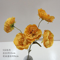 Bunga Sutra Artifisial Lotus & Peony 5 Tangkai Grosir untuk Dekorasi Modern Rangkaian Meja Makan Pernikahan & Rumah