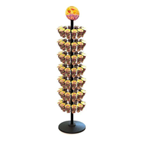 Présentoir rotatif en métal à 7 niveaux pour 84 bonbons gélifiés en coupelles, idéal pour supermarchés et magasins de détail, pour l'affichage de bonbons et de snacks en coupelles