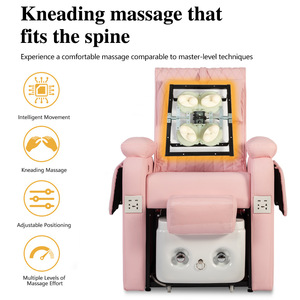 Sillón de Pedicura Rosa Reclinable para Spa y Salón, Silla Ajustable para Baño de Pies con Masaje y Lámpara LED - Product Image 4