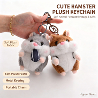 Porte-clés en peluche personnalisable de 10 cm en forme de hamster, pendentif mignon pour sac, breloque en peluche douce, cadeau en gros OEM ODM