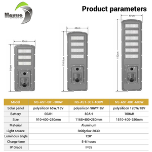 Nhà máy cung cấp bán buôn ngoài trời không thấm nước IP65 dẫn đèn nhôm điều khiển 300W 400W 600W Đèn Đường năng lượng mặt trời - Product Image 2