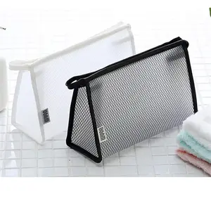 Portable PVC mesh wash bag waterproof transparent portable cosmetic make up case cosmetic bags for ladies