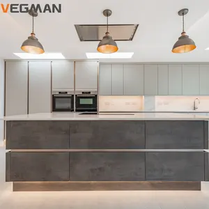 Light Grey Island Kitchen Cabinets Lacquer Kitchen Furniture Complete Kitchen Cabinets