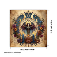 Vente flash : Nappe d'autel mystérieuse à motifs géométriques de phase lunaire, tapis de tarot noir à cinq étoiles, tapis d'oracle carré en polyester