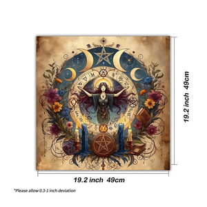 Hot Sale Mysterious Moon Phase Altar Tablecloth Five Star Tarot <strong>Black</strong> Oracle Mat Square Polyester Geometric Pattern <strong>Table</strong> <strong>Cover</strong> - Product Image 5