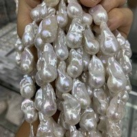 Factory Sale 22-26mm Wrinkle-Flawless Baroque White Freshwater Pearls Natural Loose Middle Size String Elegant Jewelry Making