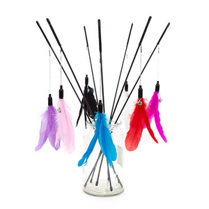 Großhandel bunte Feder interaktive Katzen spielzeug Feder Zauberstab spielen Katzen spielzeug Teaser Stick - Product Image 6
