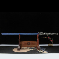 Épée horizontale de la dynastie Tang en acier au manganèse, longue, style ancien, épée de film, Dragon Swallow, faite à la main, vente en gros, armes à feuilles plates