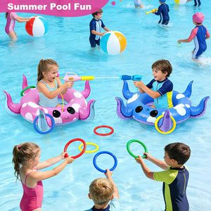 2-in-1 Kids' <b>Inflatable</b> <b>Pool</b> Float with Water Gun & Ring Toss Game - Product Image 6