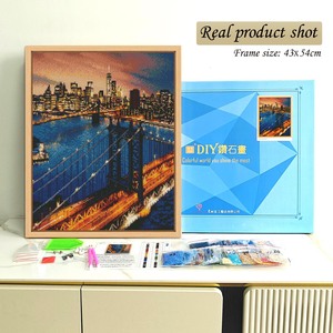 Pintura de Diamantes Paisaje Urbano Puente Nocturno, Kit de Arte DIY con Diamantes Redondos, Decoración de Paisaje Enmarcado Rectangular - Product Image 2