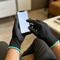 Gants de protection antidérapants en mousse de latex noir avec écran tactile 5 doigts pour l'ingénierie professionnelle