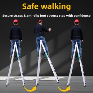 Échelle domestique en alliage d'aluminium épaissi, soudée, à chevrons, <span class=keywords><strong>escalier</strong></span> électrique, capacité de charge 150 kg, design minimaliste moderne pour - Product Image 2