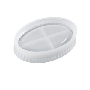 Contour elliptique 3D <span class=keywords><strong>plaque</strong></span> de bordure rayée élaborée moule en Silicone graphique pour bricolage bassin en résine succulent bonsaï Vase pot - Product Image 3