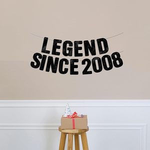 Delphinus Legend 2008 - Pancarta Negra con Purpurina para <span class=keywords><strong>Feliz</strong></span> <span class=keywords><strong>Cumpleaños</strong></span> Número 18 y Decoraciones para Fiestas de San Valentín para Niños y Niñas - Product Image 3