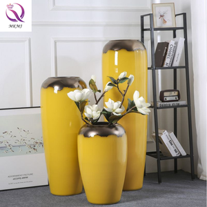 Florero grande amarillo seco para sala de estar, decoración de arreglo de <span class=keywords><strong>flores</strong></span> para hotel, jardín, luz de lujo, gran jarrón de sol de piedra - Product Image 2