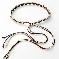 Ceinture tressée bicolore en coton ciré style ethnique vintage pour femme, accessoire de vacances simple et décontracté pour robes et pantalons