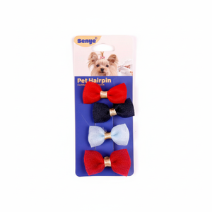 Set di forcine per animali da compagnia 4 pezzi colorato Design resistente in poliestere fiocco clip per cani e gatti colori misti 5x4cm ornamenti eleganti - Product Image 2