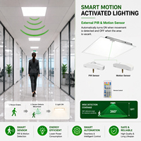 Plafonnier LED plat 1x4 2x2 2x4 homologué ETL/DLC avec capteur de mouvement PIR 3CCT, éclairage commercial intelligent réglable