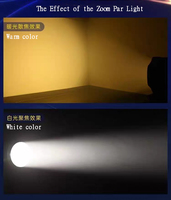 Kecerahan Tinggi Dapat Membesarkan Gambar 15-50x °   Lampu Par LED COB Zoom 200W Warm White 2in1 Par64 Spot Light untuk Panggung Pernikahan Bar