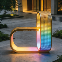 Lumière paysagère LED RGB à double cadre moderne (acier inoxydable + acrylique perforé) IP65 étanche pour éclairage commercial de place publique
