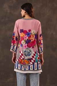 Blusa Túnica con Estampado Floral Artístico, Corte Holgado, Mangas Campana, Diseño Contemporáneo, Camisa Casual de Moda, Elegante para Uso Diario - Product Image 3