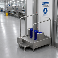 Lave-chaussures automatique à passage direct avec brosses verticales pour entrée d'usine alimentaire