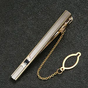 Custom Wholesale Silver Gold Color Men Cufflinks And Neck Tie Bar Clip Wedding Suit Accessories Tie Clip Men Tie Clips