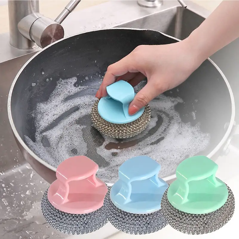 kitchen cleaning products Cleaning tool stainless steel wool sponge soap pad scrubber for cleaning dishes