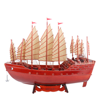 Bateau Fu en bois véritable modèle de voile décoration de la maison chinoise voile simple décoration d'artisanat pur bateau au trésor Zheng He