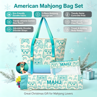 Ensemble de Mahjong Américain de Noël de Luxe Moderne et Écologique en Gros – 160 Tuiles Acryliques + Tapis + 4 Supports + Sac Étanche + Dés
