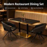 Juego de Comedor Moderno para Restaurante con Cubierta de Mármol y Estructura de Grado Comercial - Asientos de Lujo para Cafetería, Hotel, Bistro