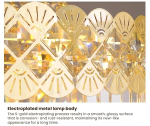 Luminaires suspendus à haute économie d'énergie, grande taille, hauteur réglable, cristal doré, décoration de mariage, escaliers d'hôtel personnalisés, modernes, JYLIGHTING - Product Image 3