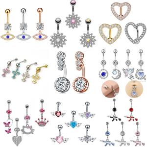 NYY Vente en gros de bijoux de piercing pour le corps en acier inoxydable fin, plaqué or, avec pierre en zircon, tendance pour les occasions festives - Product Image 1