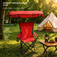 Chaise pliante d'extérieur style décontracté avec auvent, fauteuil de plage, chaise de pêche, chaise de barbecue, chaise de camping avec pare-soleil en acier au carbone, fabriquée en Chine