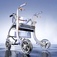 Déambulateur pliable multifonctionnel pour personnes âgées, déambulateur portable en aluminium avec siège et repose-pieds pour personnes handicapées