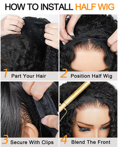 Glueless Curly <strong>Half</strong> <strong>Wig</strong> Upgrade 3 in 1 <strong>Half</strong> <strong>Wig</strong> With Drawstring Beginner Friendly Flip Over Afro Kinky Curly <strong>Wig</strong> Human Hair - Product Image 6