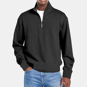 Classic American Casual Style <b>Men's</b> 1/4 Zip Knitted Pullovers <b>Sweater</b> Solid Color Stand Collar Regular Fit Spring Front - Product Image 4