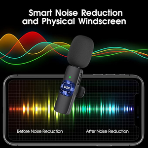 <span class=keywords><strong>Microphone</strong></span> Lavalier à revers sans fil Plug-Play pour iPhone USB-C téléphones Android collier Clip micro avec 2 microphones 1 adaptateur - Product Image 5