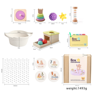 Kotak Koleksi Montessori Kayu 16 Buah Set Cat Tidak Beracun Mainan Berkualitas Tinggi yang Nyaman untuk Balita 6-9 Bulan - Product Image 2