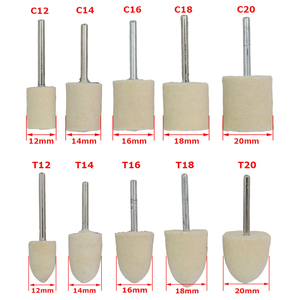 100 pièces/sac Pointes montées en feutre de laine 4-20 mm avec tige de 3 mm pour <span class=keywords><strong>polissage</strong></span> fin miroir du métal, de la pierre, du verre et du <span class=keywords><strong>plastique</strong></span> - Product Image 3