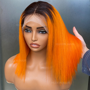 วิกผมบ๊อบแบบใส 13x4  ทำจากผมแท้ 100% เกรด 12A ของชาวบราซิล อินเดีย และมาเลเซีย สี 1b ส้ม  แบบตรงสลวย เงางาม - Product Image 2