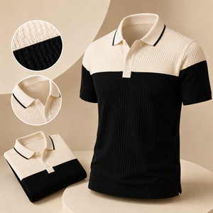Polo de Punto Texturizado Estilo Old Money para Hombre, Manga Corta, Bloques de Color, Informal, Transpirable, para Verano - Product Image 2