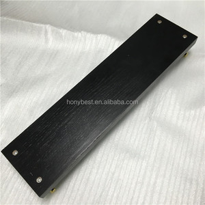 Plateau de service en bois <span class=keywords><strong>noir</strong></span>, support de présentation en chêne massif avec poignée en métal doré, personnalisé pour bougie, centre de table, vin - Product Image 4
