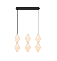 Lustre linéaire moderne à 6 lumières en verre texturé, métal noir, pour îlot de cuisine, salle à manger, salon