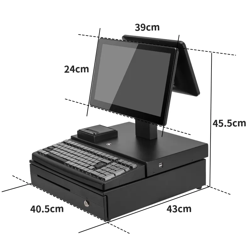 kiosks 15.6+11.6-inch dual screen full set of cash register equipment  Cash Register POS System Cashier Machine